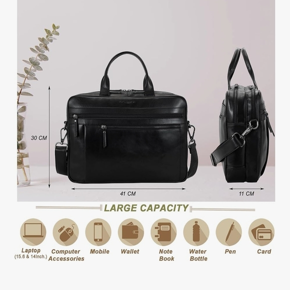 New -MARC PETER Black Leather Men's or Womens Laptop/Briefcase - Picture 8 of 12